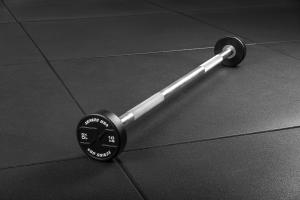 USED - Black PU X-GRIPS Round Fixed Barbell w/straight Shaft - 10 Kg.