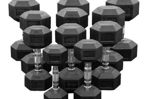 The Essentials - Black Rubber Hex Dumbbell