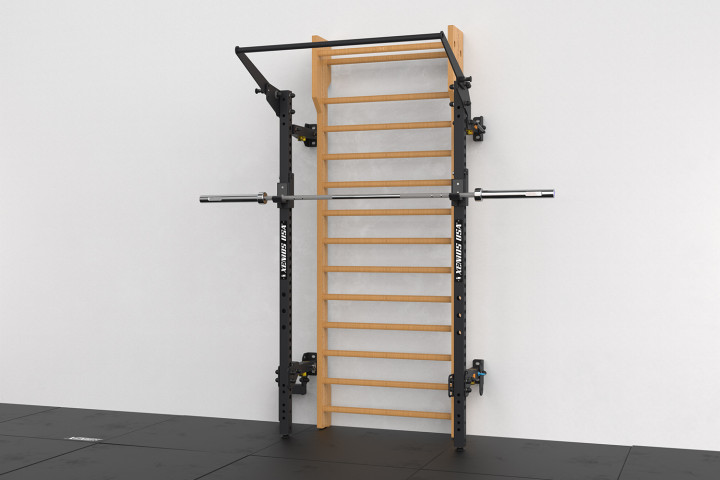 Liftable Garage Rack with Foldable Pull-Up Bar, Bar J-Rack and Sweidish Ladder