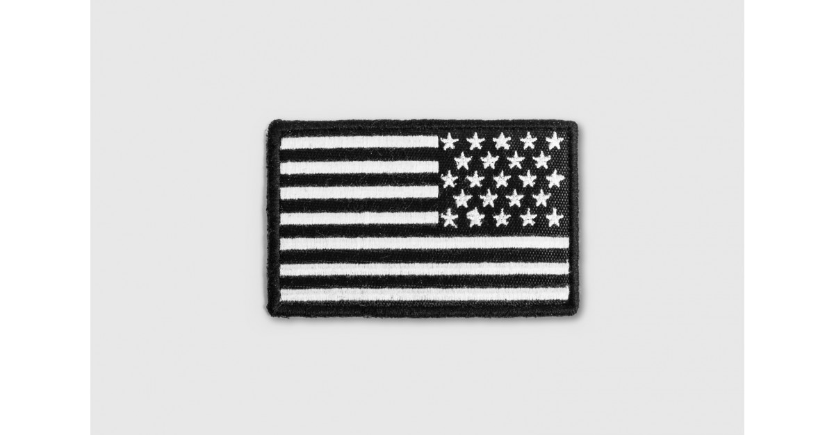Small Reverse USA Flag Patch - Right Side Tan/Black Embroidered