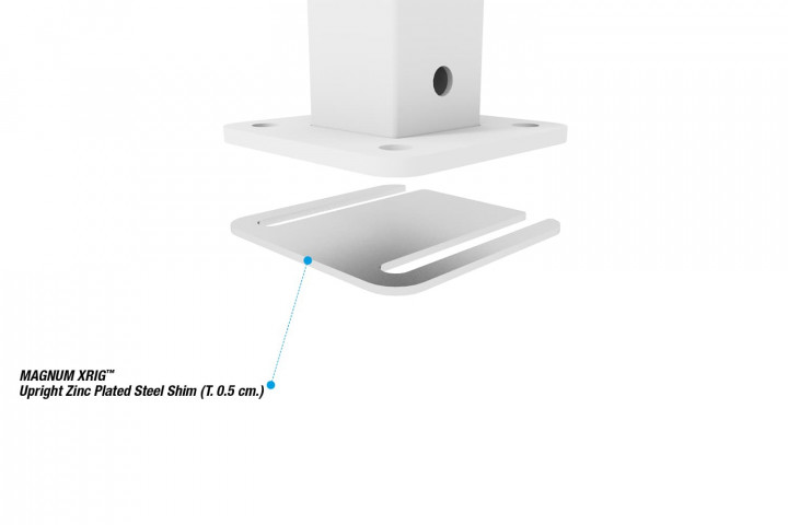 MAGNUM SERIES XRIG™ - Placa Calzo de Poste Vertical de Acero Galvanizado - 0,5 cm.